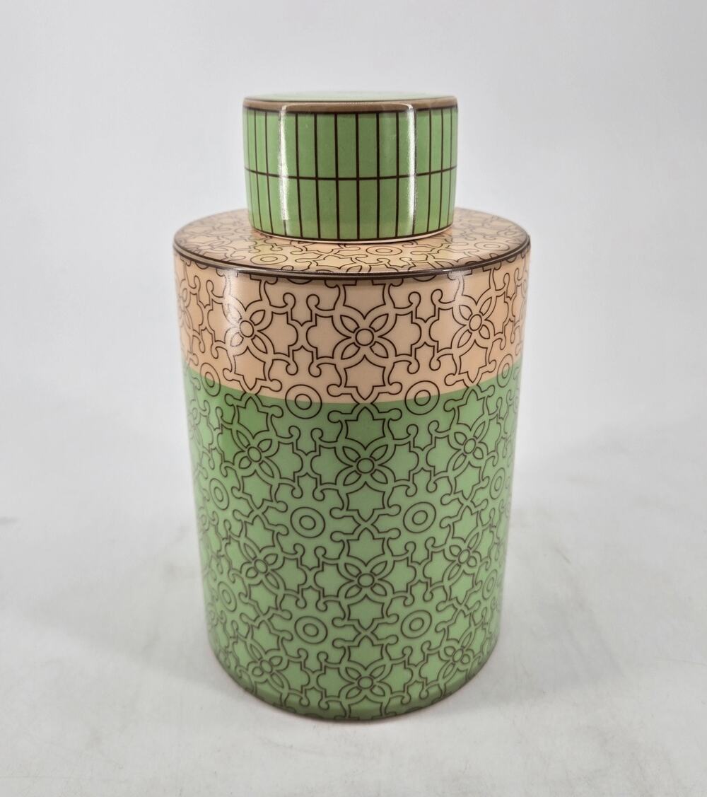 Piling Palang Tea Caddy Green Flora Modern Ceramic Minimalist Japandi Canister